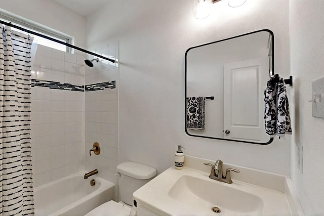 3716 Alder Dr, Mckinney, TX 75071 - bathroom with toilet, shower / bathtub combination with curtain, and vanity
