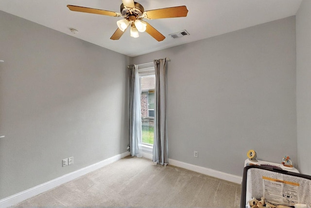 3716 Alder Dr, Mckinney, TX 75071 - spare room with baseboards, a ceiling fan, light colored carpet, and a smoke detector