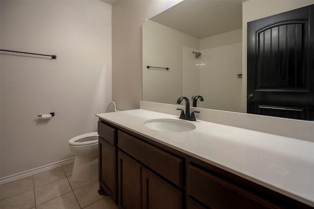 1543 Meadowlake Dr, Waxahachie, TX 75165 - bathroom with toilet, baseboards, tile patterned floors, a shower, and vanity