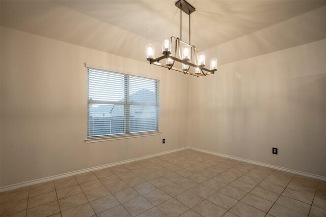 1543 Meadowlake Dr, Waxahachie, TX 75165 - spare room with a chandelier, vaulted ceiling, and baseboards