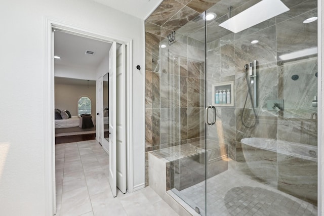 8820 Hunters Glen Trl, Fort Worth, TX 76120 - full bathroom featuring ensuite bathroom, a stall shower, and tile patterned flooring