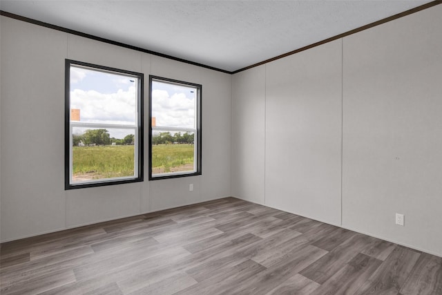 1203 Old Ida Rd, Sherman, TX 75090 - empty room with crown molding, plenty of natural light, light wood-type flooring, and a textured ceiling