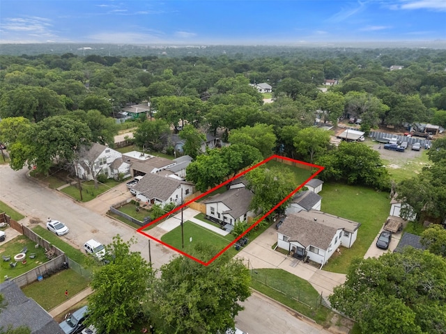 1832 Arch St, Fort Worth, TX 76105 - aerial perspective of suburban area featuring property parcel outlined