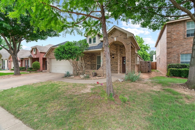 632 Shotwell St, Crowley, TX 76036 - traditional-style home featuring brick siding, concrete driveway, an attached garage, and a gate