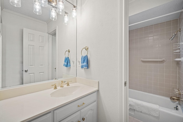 4006 Thornhill Way, Rowlett, TX 75088 - full bath with crown molding, bathtub / shower combination, and vanity