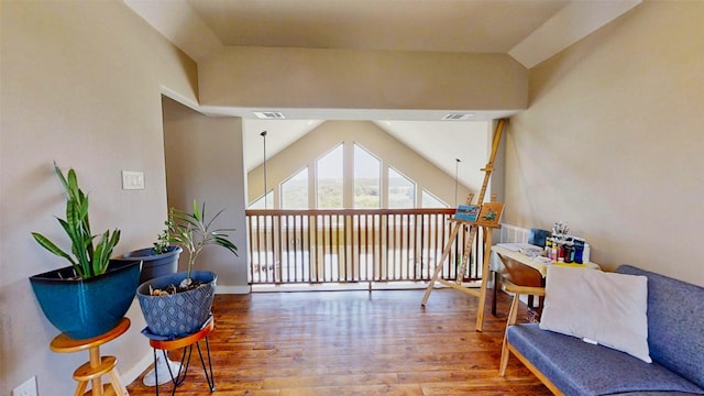 2807 Wind Point Ct, Tolar, TX 76476 - sitting room featuring wood finished floors and lofted ceiling