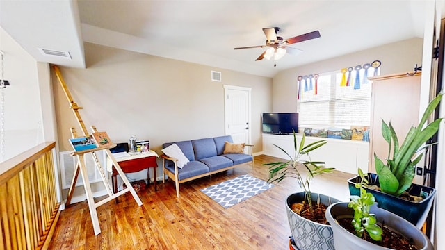 2807 Wind Point Ct, Tolar, TX 76476 - living area featuring ceiling fan and wood finished floors