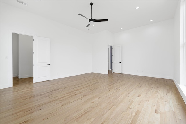 733 El Barco, Corsicana, TX 75109 - empty room with a ceiling fan, light wood-type flooring, recessed lighting, and baseboards