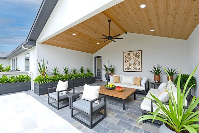 733 El Barco, Corsicana, TX 75109 - view of patio featuring an outdoor living space and ceiling fan
