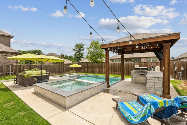 5909 Horsetail Dr, Mckinney, TX 75071 - view of pool featuring an outdoor hangout area, a fenced backyard, a gazebo, and a patio area