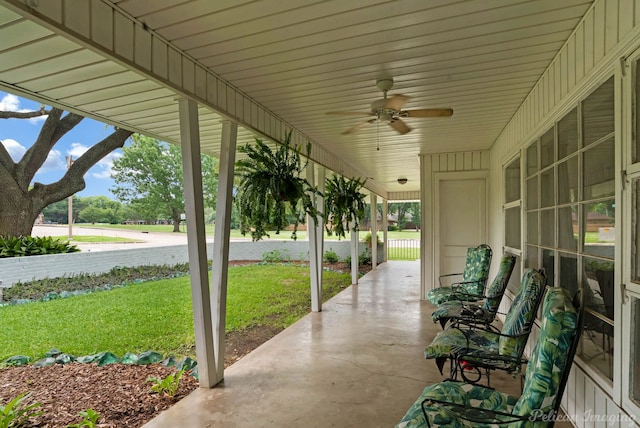 view of patio / terrace with a ceiling fan