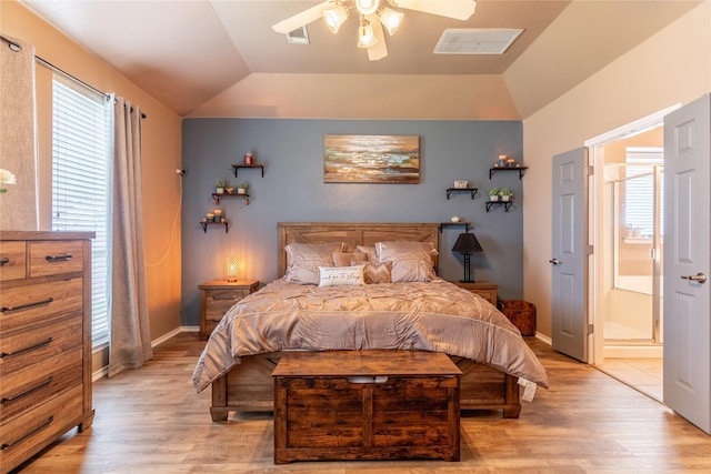 6500 Fannin Farm Way, Arlington, TX 76001 - bedroom featuring lofted ceiling, light wood-style floors, multiple windows, and baseboards