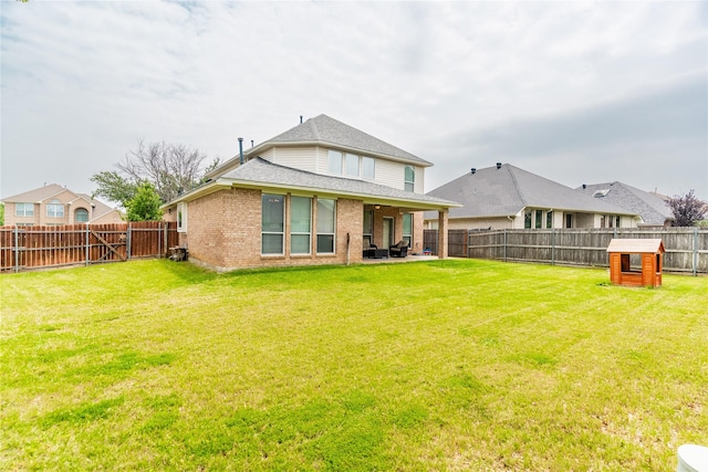 6500 Fannin Farm Way, Arlington, TX 76001 - back of house with a patio, a shingled roof, and brick siding