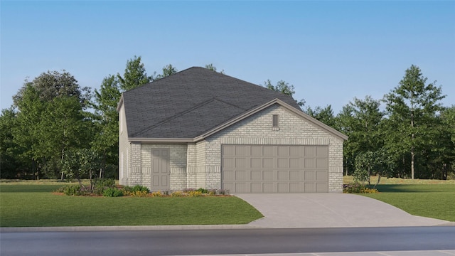 4213 Brindley Rd, Little Elm, TX 75068 - view of front of house featuring a garage, a front lawn, driveway, and brick siding