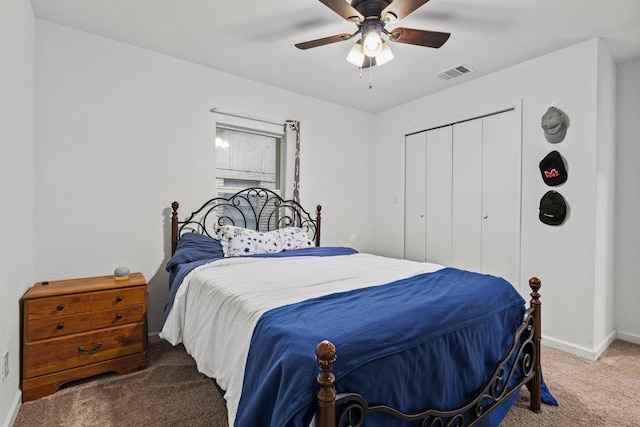 1807 W Belden St, Sherman, TX 75092 - bedroom with carpet, baseboards, a closet, and a ceiling fan