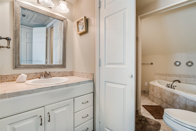 4559 N O Connor Rd Unit 2289, Irving, TX 75062 - full bathroom with a garden tub, vanity, toilet, and tile patterned floors