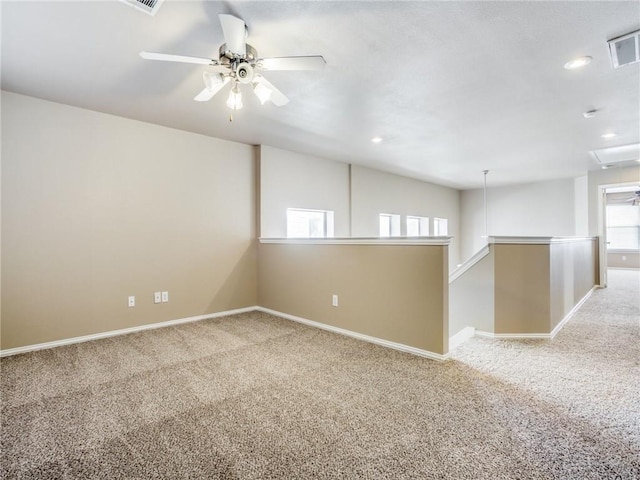 1341 Bristol Ln, Providence Village, TX 76227 - empty room featuring carpet, ceiling fan, baseboards, recessed lighting, and attic access