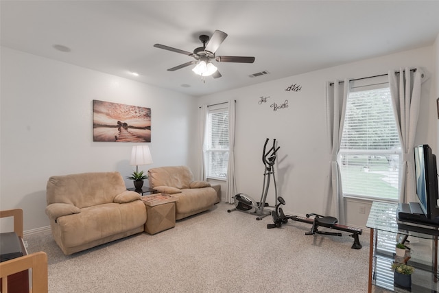 641 Hidden Pass, Royse City, TX 75189 - exercise room featuring carpet floors, ceiling fan, and baseboards