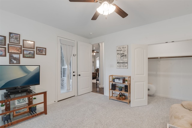 641 Hidden Pass, Royse City, TX 75189 - carpeted bedroom featuring baseboards, a closet, and ceiling fan