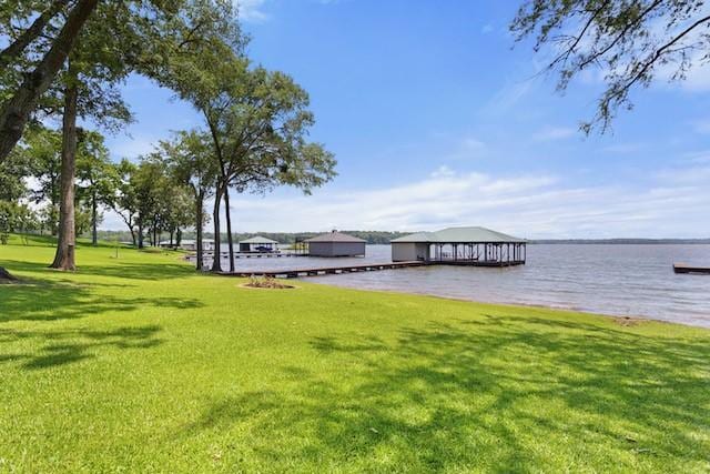 16887 Rainbow Ridge Cir, Tyler, TX 75707 - dock area with a lawn and a water view