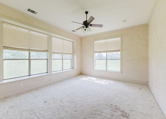 215 Harvest Rdg, Mclendon Chisholm, TX 75032 - carpeted empty room featuring ceiling fan, baseboards, and crown molding