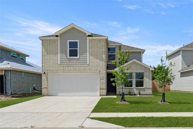 122 Doma Ave, Greenville, TX 75402 - traditional home featuring brick siding, concrete driveway, a garage, and a front yard