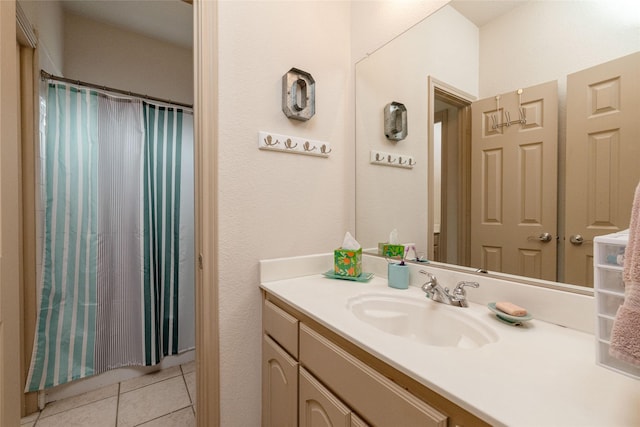 3404 Brookshire Run, Corinth, TX 76210 - full bathroom with tile patterned floors, vanity, and a shower with shower curtain