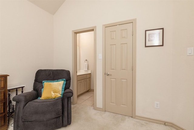3404 Brookshire Run, Corinth, TX 76210 - sitting room with vaulted ceiling and light colored carpet