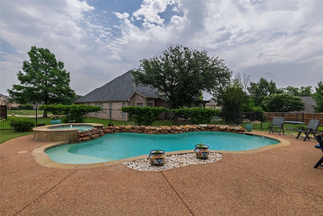 3404 Brookshire Run, Corinth, TX 76210 - view of pool featuring a patio, fence, and a pool with connected hot tub