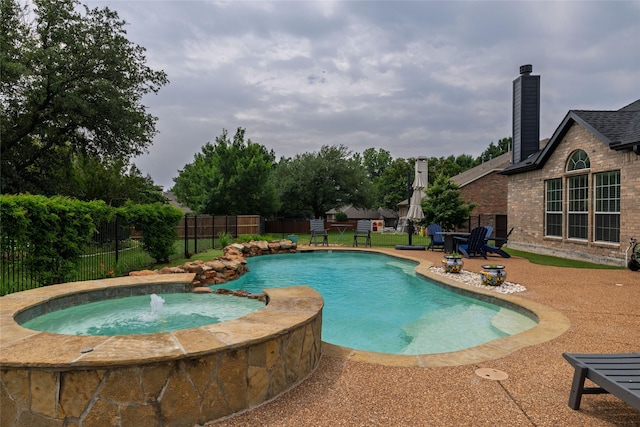 3404 Brookshire Run, Corinth, TX 76210 - view of pool with fence, a patio, and a pool with connected hot tub