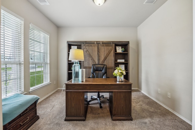 7502 Pacific Dr, Rowlett, TX 75088 - home office featuring plenty of natural light, light colored carpet, and baseboards