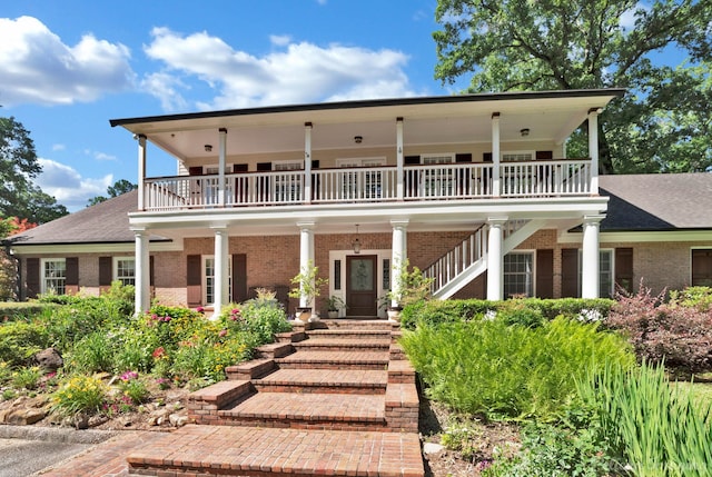 6706 Querbes Dr, Shreveport, LA 71106 - view of front of house with brick siding, stairs, and covered porch