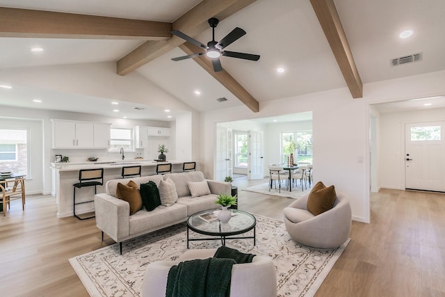 2505 Kelsey Dr, Plano, TX 75075 - living room featuring light wood finished floors, recessed lighting, ceiling fan, and baseboards