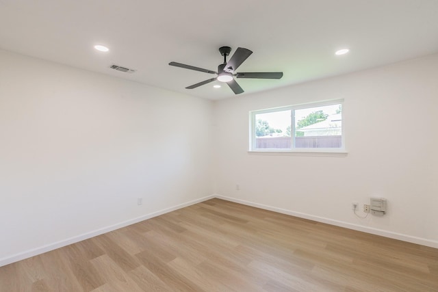 2505 Kelsey Dr, Plano, TX 75075 - spare room with light wood-style flooring, baseboards, recessed lighting, and ceiling fan
