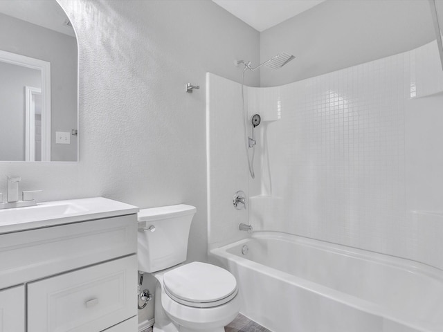 401 Iron Ore Trl, Fort Worth, TX 76131 - bathroom featuring shower / bath combination, toilet, vanity, and a textured wall