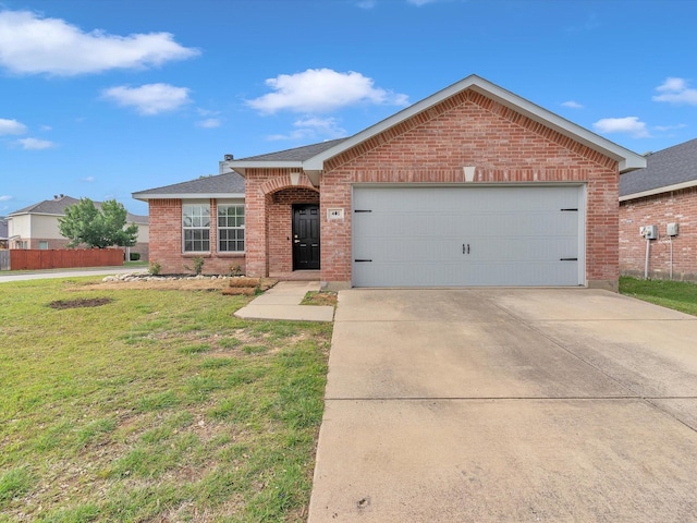 401 Iron Ore Trl, Fort Worth, TX 76131 - single story home featuring brick siding, a front yard, driveway, an attached garage, and roof with shingles