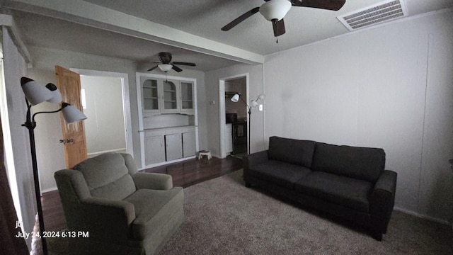 8278 Circle Dr, Kemp, TX 75143 - living room featuring a ceiling fan and carpet