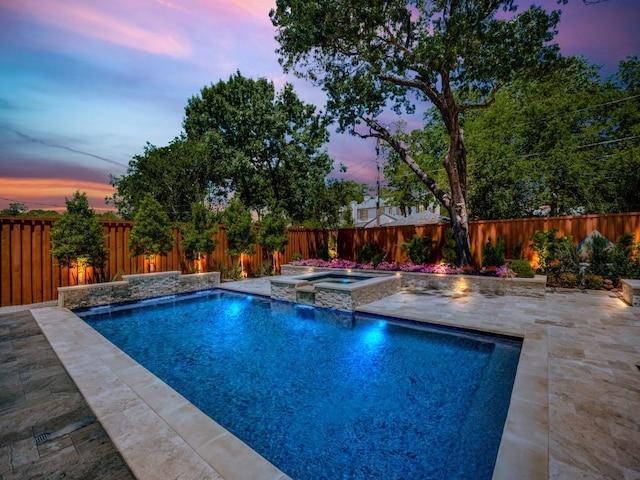 5019 Lark Ln, Dallas, TX 75209 - view of swimming pool featuring a patio area, a fenced backyard, and a pool with connected hot tub