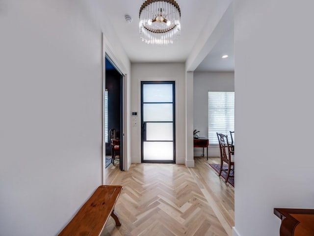 5019 Lark Ln, Dallas, TX 75209 - foyer entrance featuring a chandelier and recessed lighting