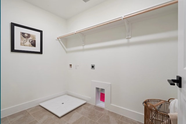 1723 Zachary Ave, Wylie, TX 75098 - laundry area featuring hookup for an electric dryer, washer hookup, baseboards, and light tile patterned flooring