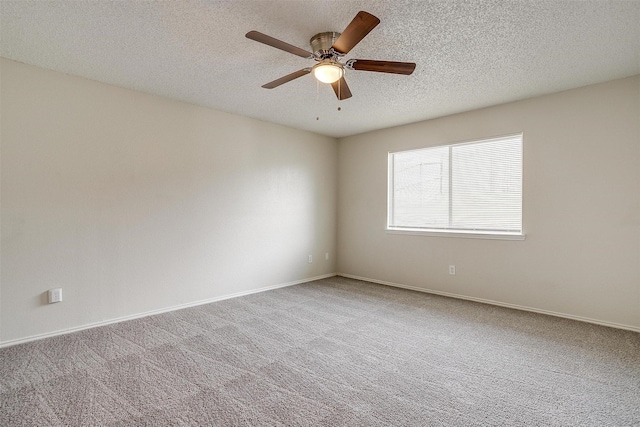10832 Cobblestone Dr, Benbrook, TX 76126 - spare room with a textured ceiling, carpet, a ceiling fan, and baseboards