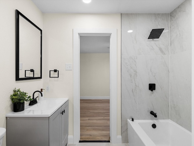 6622 Symphony Dr, Dallas, TX 75227 - full bath with  shower combination, vanity, toilet, and baseboards