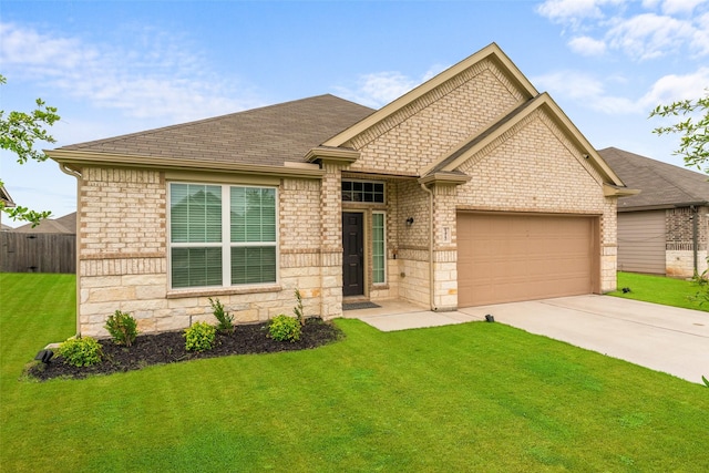 1412 Inks Dr, Desoto, TX 75115 - view of front of home with an attached garage, concrete driveway, a shingled roof, and brick siding