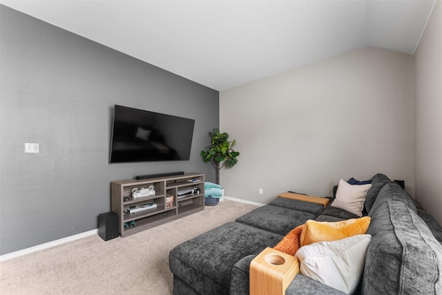 1412 Inks Dr, Desoto, TX 75115 - carpeted living room featuring lofted ceiling and baseboards