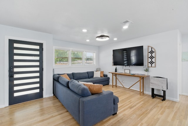 613 Crestview Dr, Granbury, TX 76048 - living room featuring light wood-type flooring, recessed lighting, and baseboards