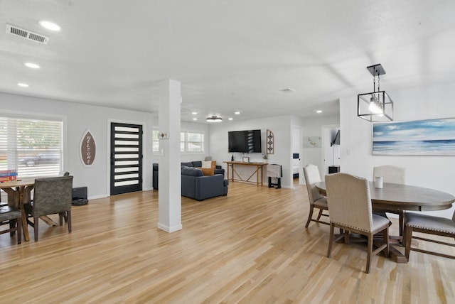 613 Crestview Dr, Granbury, TX 76048 - dining space with plenty of natural light, light wood-style floors, recessed lighting, and baseboards