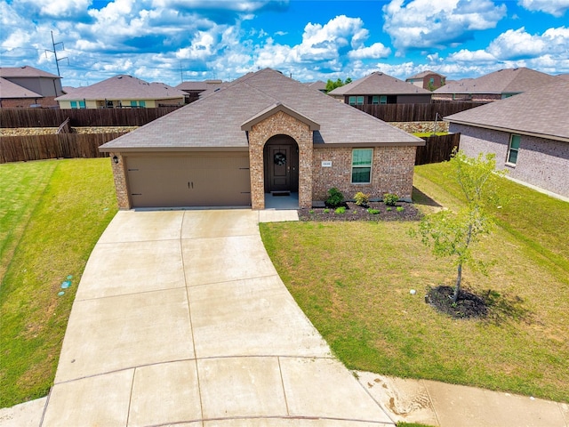 1416 Old Trail Rd, Royse City, TX 75189 - view of front facade featuring brick siding, an attached garage, concrete driveway, a residential view, and roof with shingles