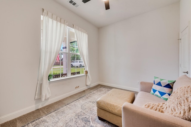 391 E Lamar St, Royse City, TX 75189 - sitting room featuring a ceiling fan, baseboards, and carpet floors