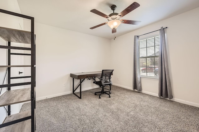 706 Spur Rdg, Princeton, TX 75407 - office with carpet floors, baseboards, and a ceiling fan