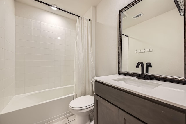 706 Spur Rdg, Princeton, TX 75407 - full bath with toilet, vanity, shower / tub combo with curtain, and tile patterned floors